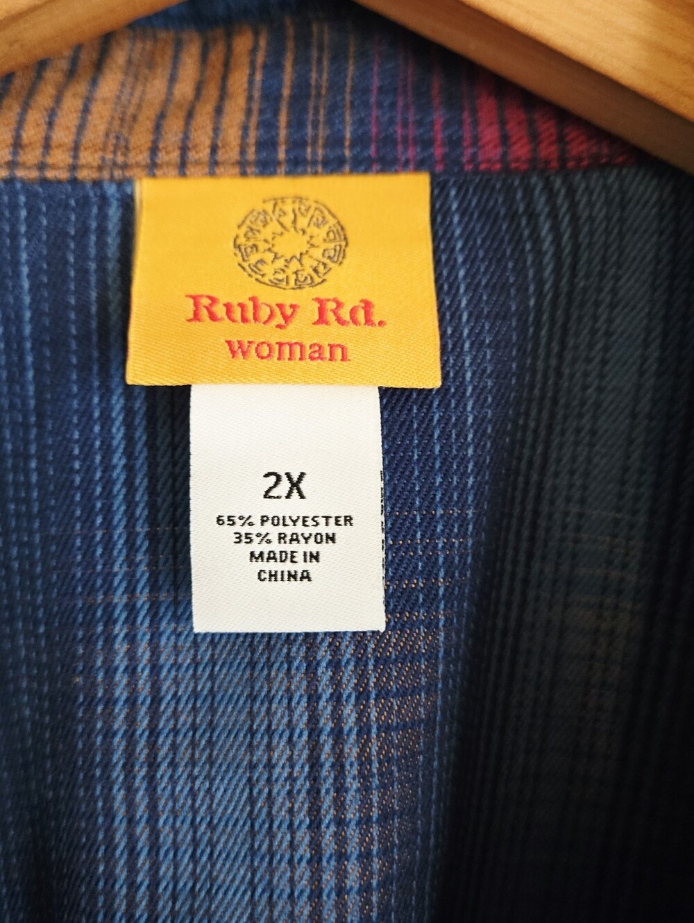 Ruby Rd. Striped Blue Purple Brown Button-Front Shacket - Picture 3 of 4
